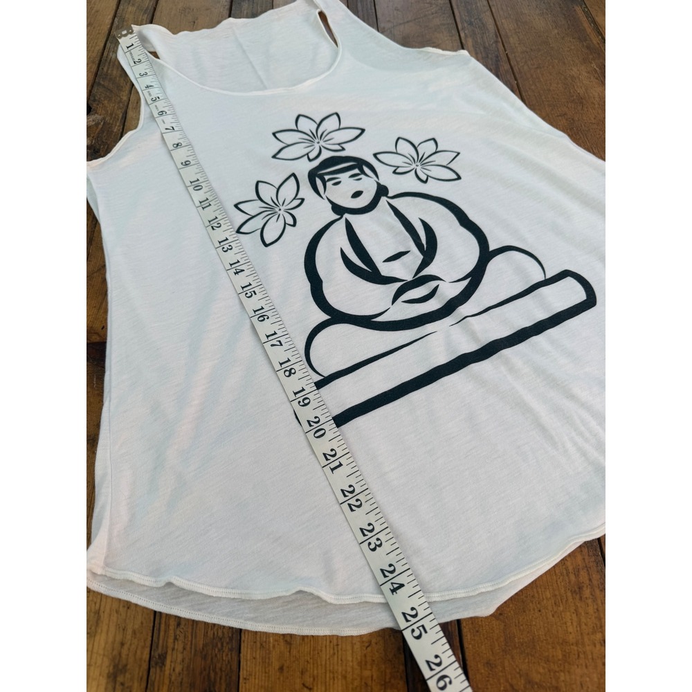 Yoga Buddha Graphic Racerback Tank Women Small Lotus Zen Meditation Boho Top - Picture 4 of 6